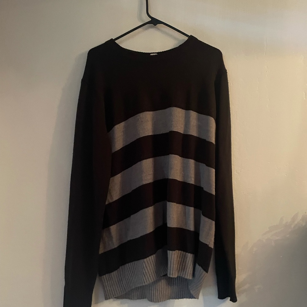 Black and gray striped sweater